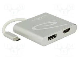 DeLOCK 87716 Adaptador de gráficos USB Type-C™ con HDMI y DisplayPort, Plata