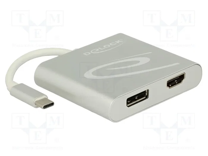DeLOCK 87716 Adaptador de gráficos USB Type-C™ con HDMI y DisplayPort, Plata DeLOCK 87716 Adaptador de gráficos USB Type-C™ con HDMI y DisplayPort, Plata