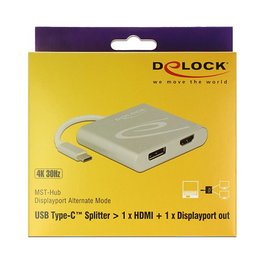 DeLOCK 87716 Adaptador de gráficos USB Type-C™ con HDMI y DisplayPort, Plata