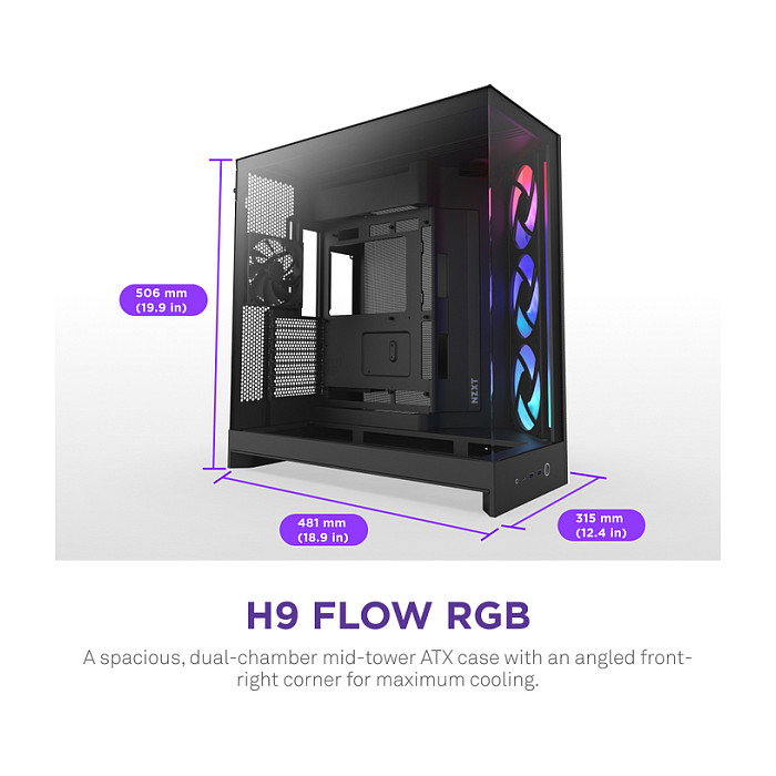 NZXT H9 Flow RGB All Black Midi Tower Case