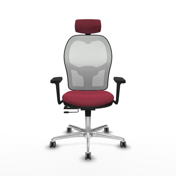 PIQUERAS Y CRESPO Silla de oficina Jorquera con mecanismo Sincro/Traslack, Granate y Blanco