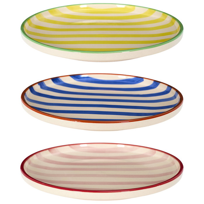 Home Deco Factory Plato Pintado Gres Dolce Vita, Diámetro 20 cm, Apto Microondas y Lavavajillas, Modelo Surtido