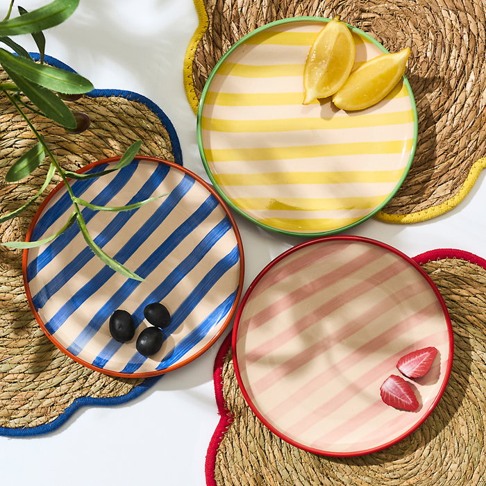 Home Deco Factory Plato Pintado Gres Dolce Vita, Diámetro 20 cm, Apto Microondas y Lavavajillas, Modelo Surtido