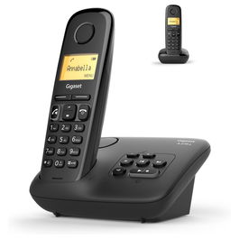 Gigaset A270 A Duo Negro - Teléfono Inalámbrico DECT/Analógico con 2 Móviles, Altavoz, Contestador, Identificador de Llamadas, Lista 80 Contactos, Pantalla 1.5"