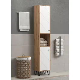 Trendteam Armario TRE1699334011565 Alto Serie Touch Dos Puertas Blanco/Marrón 36 cm