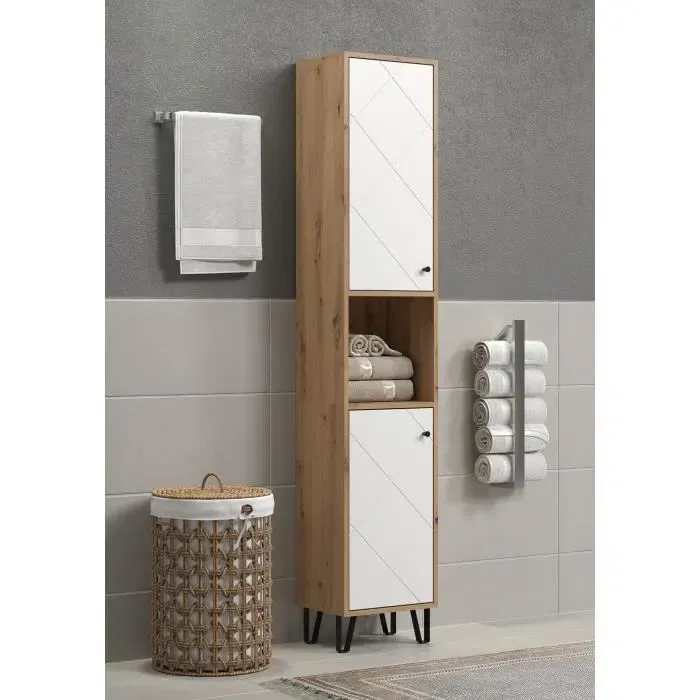 Trendteam Armario TRE1699334011565 Alto Serie Touch Dos Puertas Blanco/Marrón 36 cm