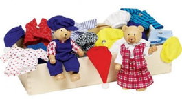GOKI Familia de Osos Benna & Bennoh con Caja de Ropa