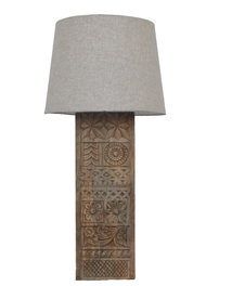 DKD Home Decor Lámpara de Sobremesa Mango Lino Tallado