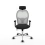PIQUERAS Y CRESPO Silla de oficina Jorquera con mecanismo Sincro/Traslack, Similpiel Negro y Malla Blanca