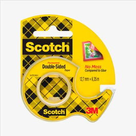 Scotch Cinta Adhesiva a Doble Cara 12,7 mm x 6,3 m con Dispensador Permanente Sin Residuos para Fotos y Manualidades