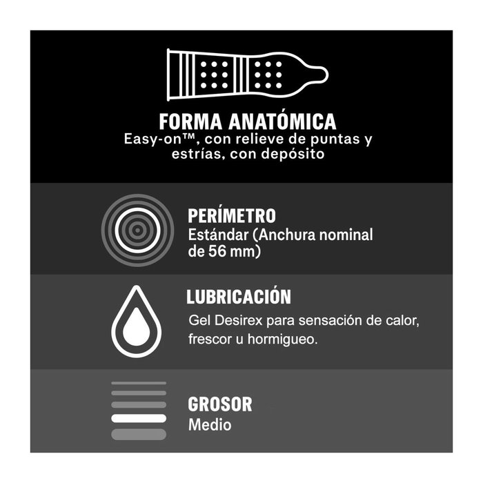 Durex Intense Orgasmic Preservativos con Relieve y Gel Desirex 12 Unidades Durex Intense Orgasmic Preservativos con Relieve y Gel Desirex 12 Unidades