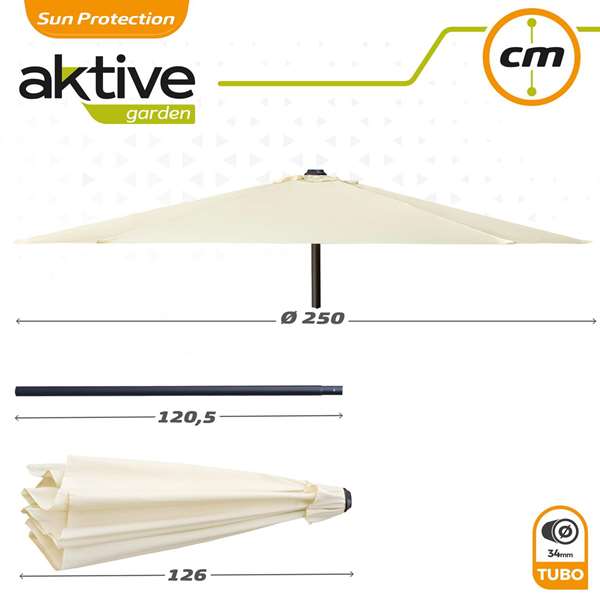 Color Baby Parasol Terraza 250 cm con Chimenea Mástil Aluminio 3,4 cm Crema