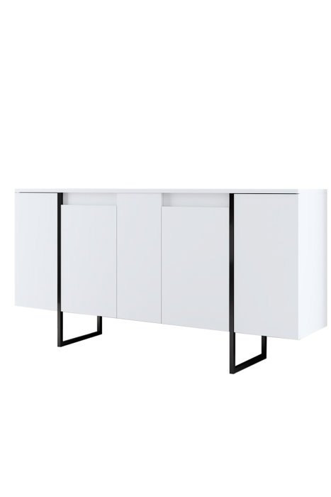 Hanah Home Conjunto Muebles Salón Blanco y Negro, Consola 160cm, Soporte TV 180cm, Mesa Centro 90cm, Melamina 18mm, Patas Metal