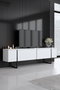 Hanah Home Conjunto Muebles Salón Blanco y Negro, Consola 160cm, Soporte TV 180cm, Mesa Centro 90cm, Melamina 18mm, Patas Metal