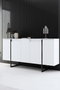 Hanah Home Conjunto Muebles Salón Blanco y Negro, Consola 160cm, Soporte TV 180cm, Mesa Centro 90cm, Melamina 18mm, Patas Metal