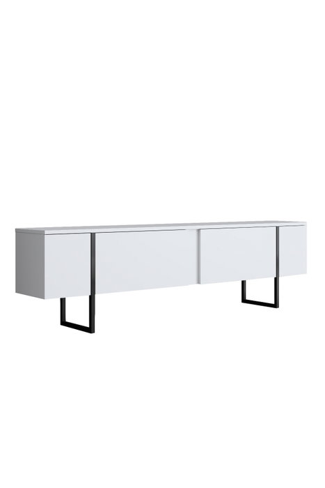 Hanah Home Conjunto Muebles Salón Blanco y Negro, Consola 160cm, Soporte TV 180cm, Mesa Centro 90cm, Melamina 18mm, Patas Metal
