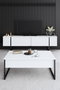 Hanah Home Conjunto Muebles Salón Blanco y Negro, Consola 160cm, Soporte TV 180cm, Mesa Centro 90cm, Melamina 18mm, Patas Metal