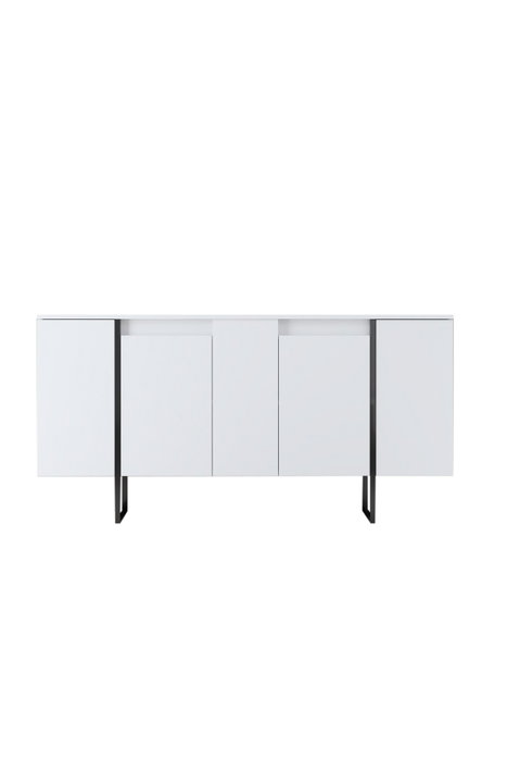 Hanah Home Conjunto Muebles Salón Blanco y Negro, Consola 160cm, Soporte TV 180cm, Mesa Centro 90cm, Melamina 18mm, Patas Metal