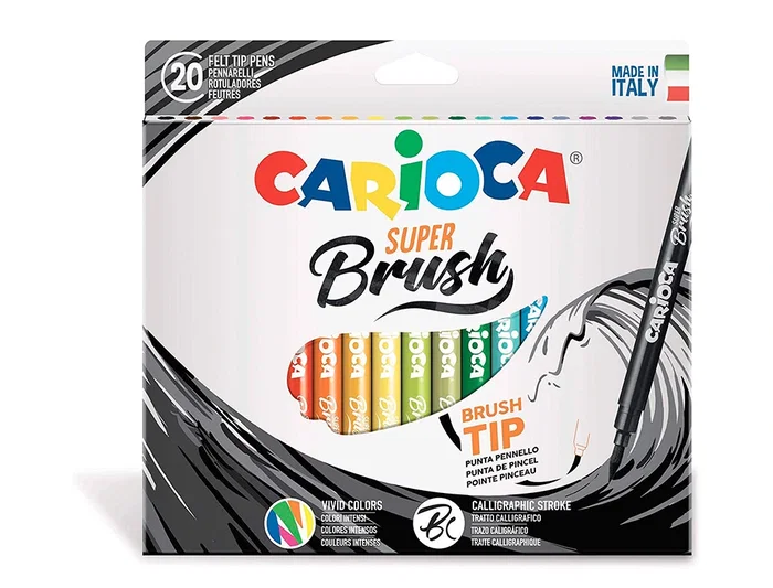 Carioca Rotulador Punta Pincel Lavable Caja 20 Unidades Colores Surtidos