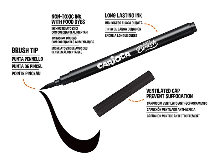 Carioca Rotulador Punta Pincel Lavable Caja 20 Unidades Colores Surtidos