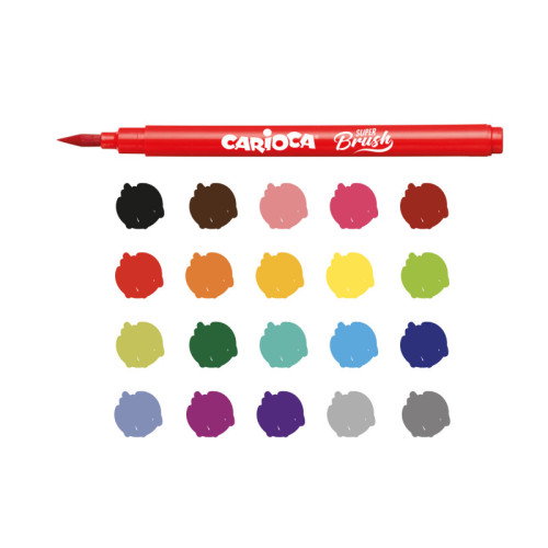 Carioca Super Brush Caja de 20 Rotuladores Punta Pincel Lavable Colores Surtidos Carioca Super Brush Caja de 20 Rotuladores Punta Pincel Lavable Colores Surtidos
