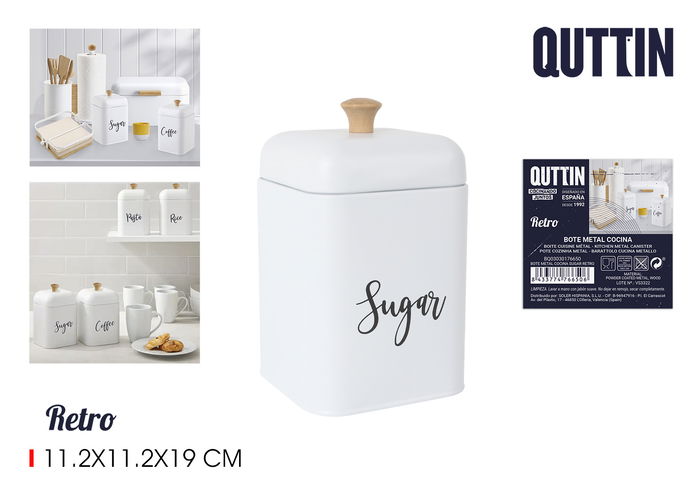 Quttin Bote de Metal para Cocina Sugar Estilo Retro 11.2x11.2x13.5 cm (12 Unidades) Quttin Bote de Metal para Cocina Sugar Estilo Retro 11.2x11.2x13.5 cm (12 Unidades)