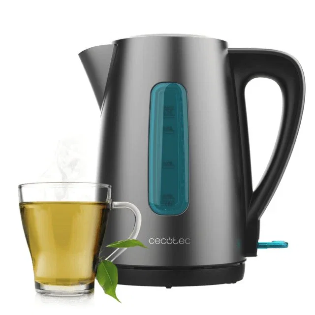 Cecotec Tetera Eléctrica 01425, 1.7 L, 2200 W, Acero Inoxidable, Apagado Automático, Base 360°, Ideal para Té e Infusiones