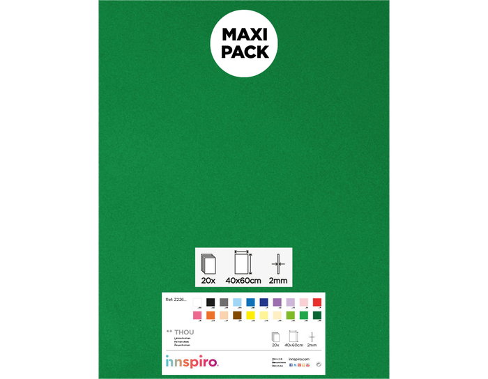 Innspiro Goma EVA verde láminas 40x60cm x 2mm (20 unidades) Innspiro Goma EVA verde láminas 40x60cm x 2mm (20 unidades)