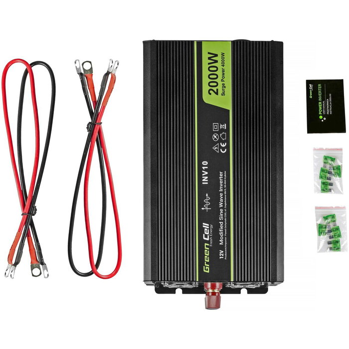 Green Cell INV10 Inversor de potencia 12V a 230V 2000W Negro