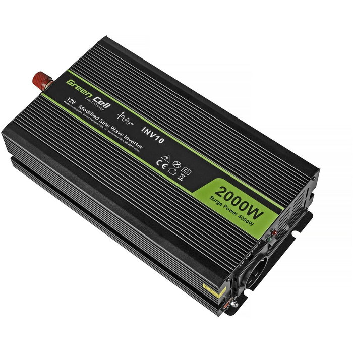 Green Cell INV10 Inversor de potencia 12V a 230V 2000W Negro