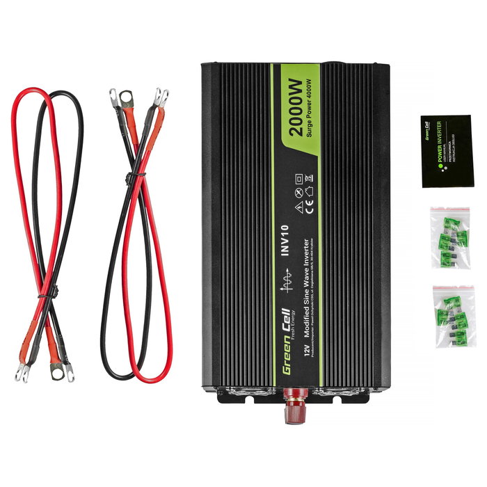 Green Cell INV10 Inversor de potencia 12V a 230V 2000W Negro