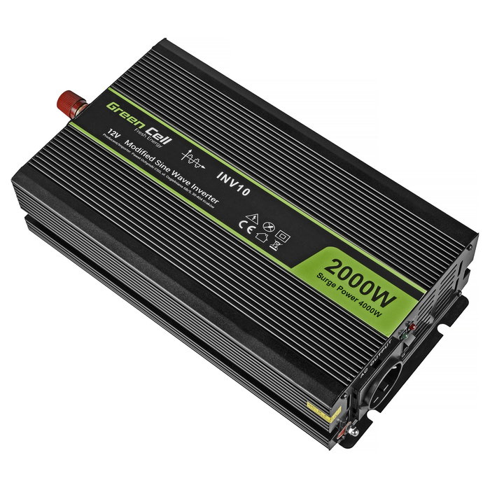 Green Cell INV10 Inversor de potencia 12V a 230V 2000W Negro