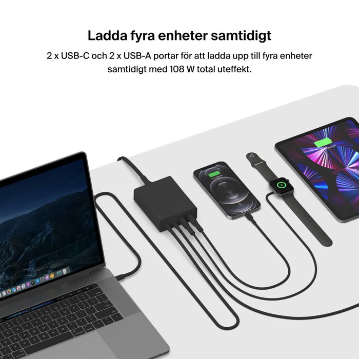 Belkin BOOST↑CHARGE PRO 108W Gan 2x USB-C / 2x USB-A 2m - WCH010vfBK