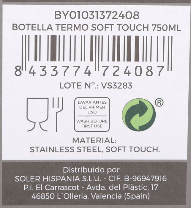 Thermosport Botella Termo Soft Touch 750ml (6 Unidades)