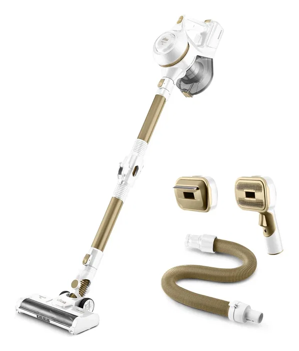 Ufesa U3 Digital Pet Aspiradora escoba 2 en 1 para mascotas, sin bolsa, motor brushless 200W, batería 40 min, capacidad 0.8L, color oro/blanco (81405985)