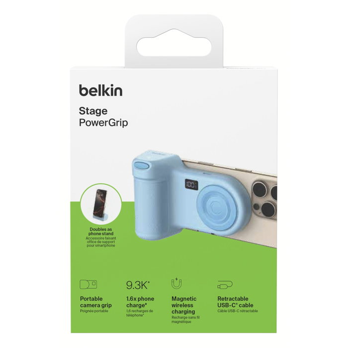 Belkin Stage PowerGrip 9300mAh Azul CTA006hqBL con carga inalámbrica de 15W Belkin Stage PowerGrip 9300mAh Azul CTA006hqBL con carga inalámbrica de 15W