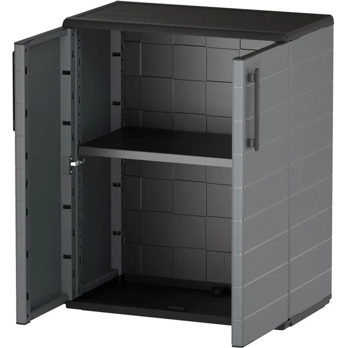 Tood Armario Bajo con 2 Puertas y Estante - TOO8010693128358 - Polipropileno, 68x37x84 cm, Color Gris