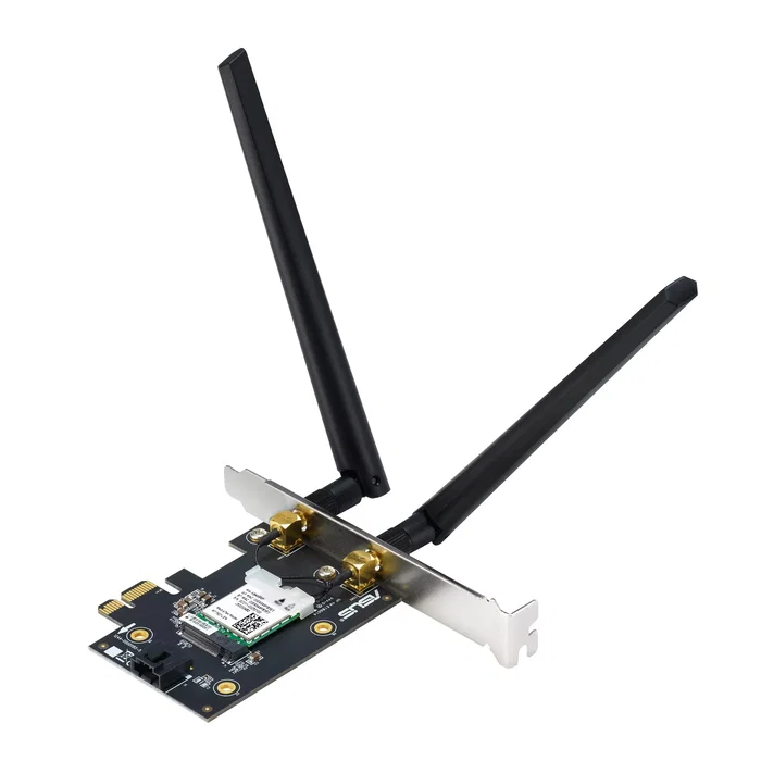 ASUS PCE-AXE5400 Adaptador WiFi 6E PCIe Interno con Bluetooth 5.2, Tribanda (2.4/5/6 GHz), 2402 Mbps, 2 Antenas Externas, para PC