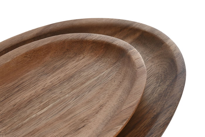 DKD Home Decor Plato Oval Acacia Natural 18 x 1.6 x 26 cm Set de 2