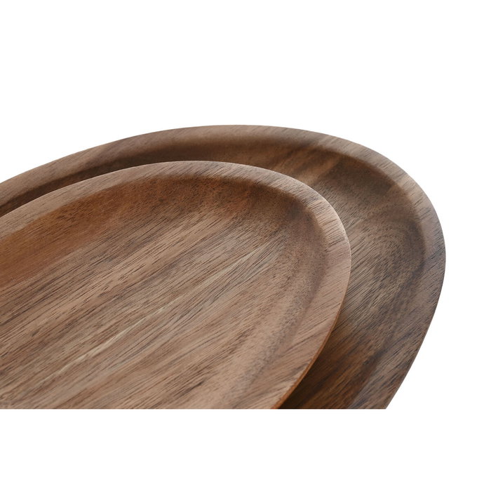 DKD Home Decor Set de 2 Platos Ovalados de Acacia Natural DKD Home Decor Set de 2 Platos Ovalados de Acacia Natural