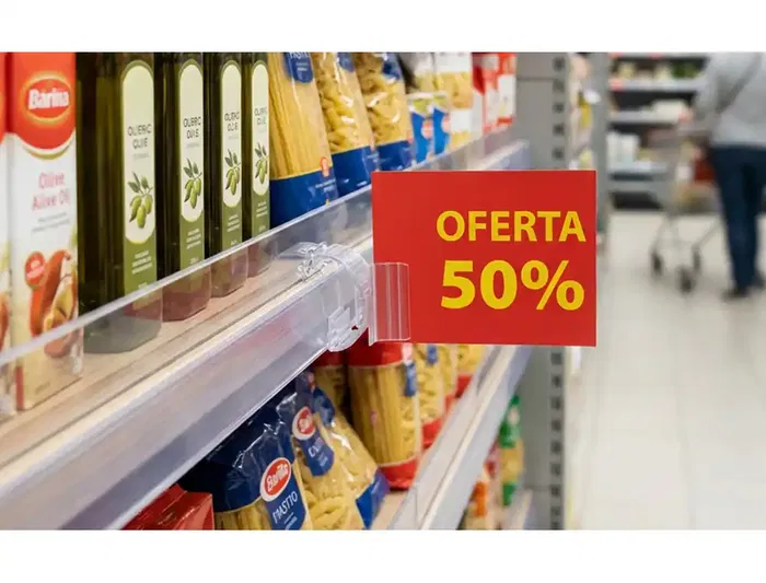 Q-Connect Soporte Portaprecios Curvo Clip Ajustable para Estantería, Etiqueta 26x22 mm - Q-Connect