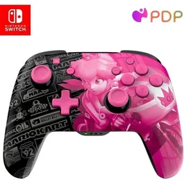 PDP Mando Inalámbrico Glow para Nintendo Switch y Switch OLED - Grand Prix Peach - Negro y Rosa 708056072674