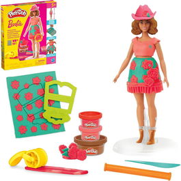 Hasbro Barbie Play-Doh Rosas y Cerquillos Set de Manualidades para Crear Ropa y Peinados, Edad +5 Años