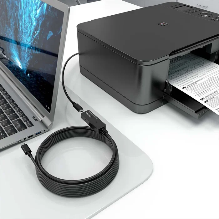 Aisens Cable USB 3.2 Gen1x1 Prolongador con Amplificador USB-C, 5m, Negro