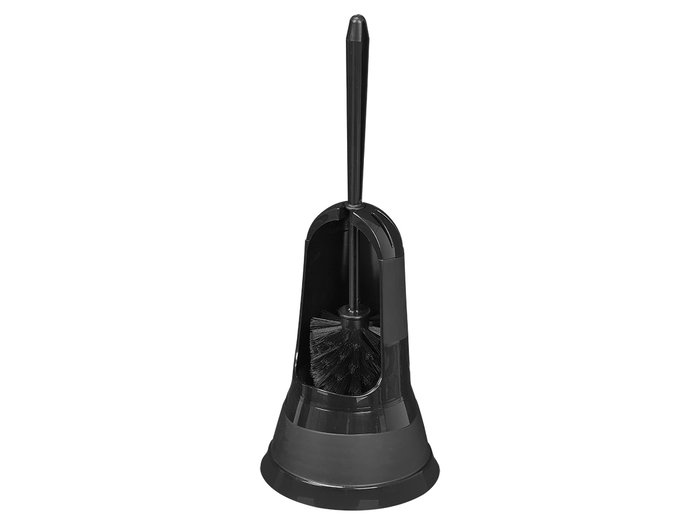 Berilo Escobillero de Plástico Redondo, Negro, Dimensiones 16 x feed x 36 cm, con Soporte de Polipropileno y Cepillo de PVC (Set de 6)