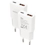 Nanocable Cargador de Pared 20W Blanco con 1 Puerto USB-C y 1 Puerto USB