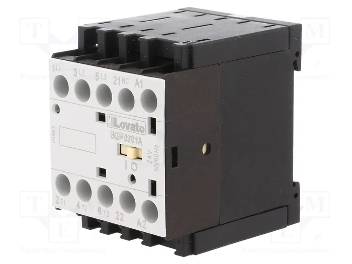 LOVATO ELECTRIC Contactor BG 3-polar 9A 24VAC NC LOVATO ELECTRIC Contactor BG 3-polar 9A 24VAC NC