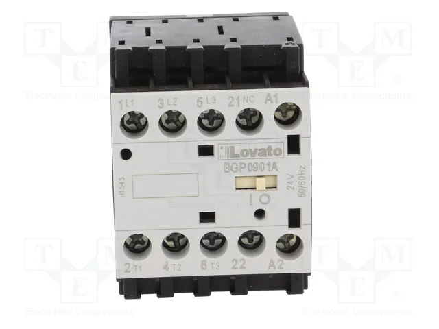LOVATO ELECTRIC Contactor BG 3-polar 9A 24VAC NC LOVATO ELECTRIC Contactor BG 3-polar 9A 24VAC NC