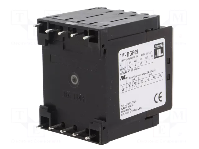 LOVATO ELECTRIC Contactor BG 3-polar 9A 24VAC NC LOVATO ELECTRIC Contactor BG 3-polar 9A 24VAC NC