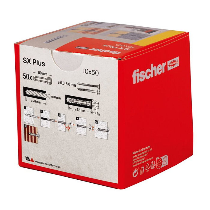 Fischer Taco SX Plus 10 x 50 mm, Gris, 50 unidades Fischer Taco SX Plus 10 x 50 mm, Gris, 50 unidades